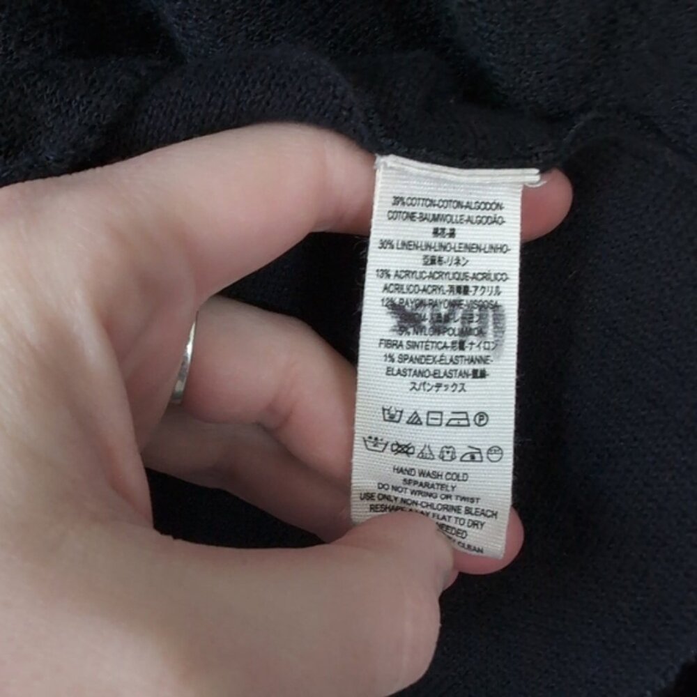 Free People Linen Cotton Coastal Whimsigoth Boho Dark Gypsy Festival Sweater M - Picture 8 of 9